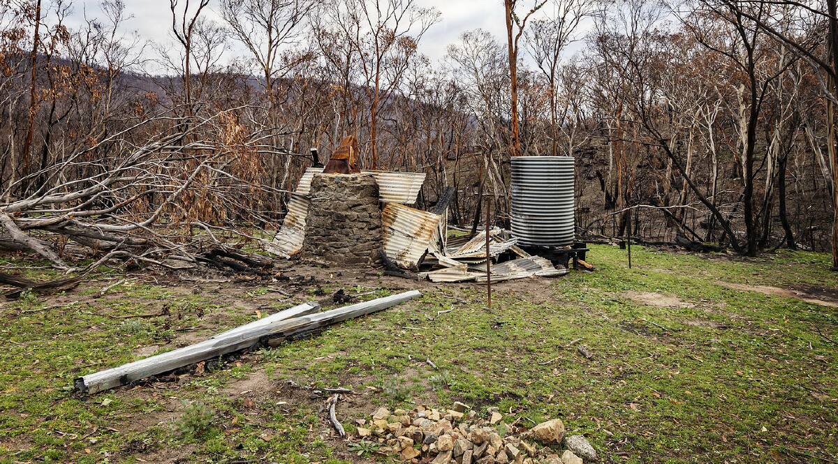 The remains of the Demandering Hut, which was destroyed in a 2020 bushfire. Picture supplied