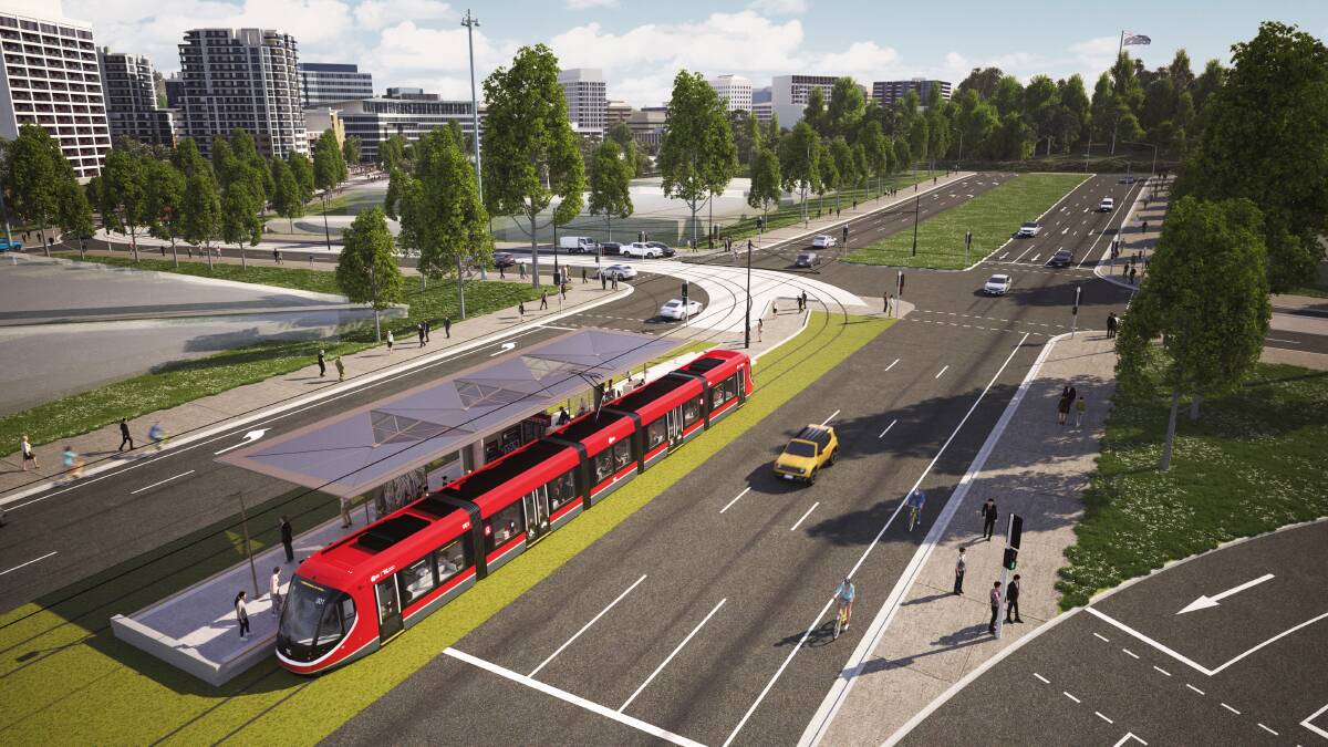 An artist's impression of stage 2A of Canberra's light rail network. Picture supplied