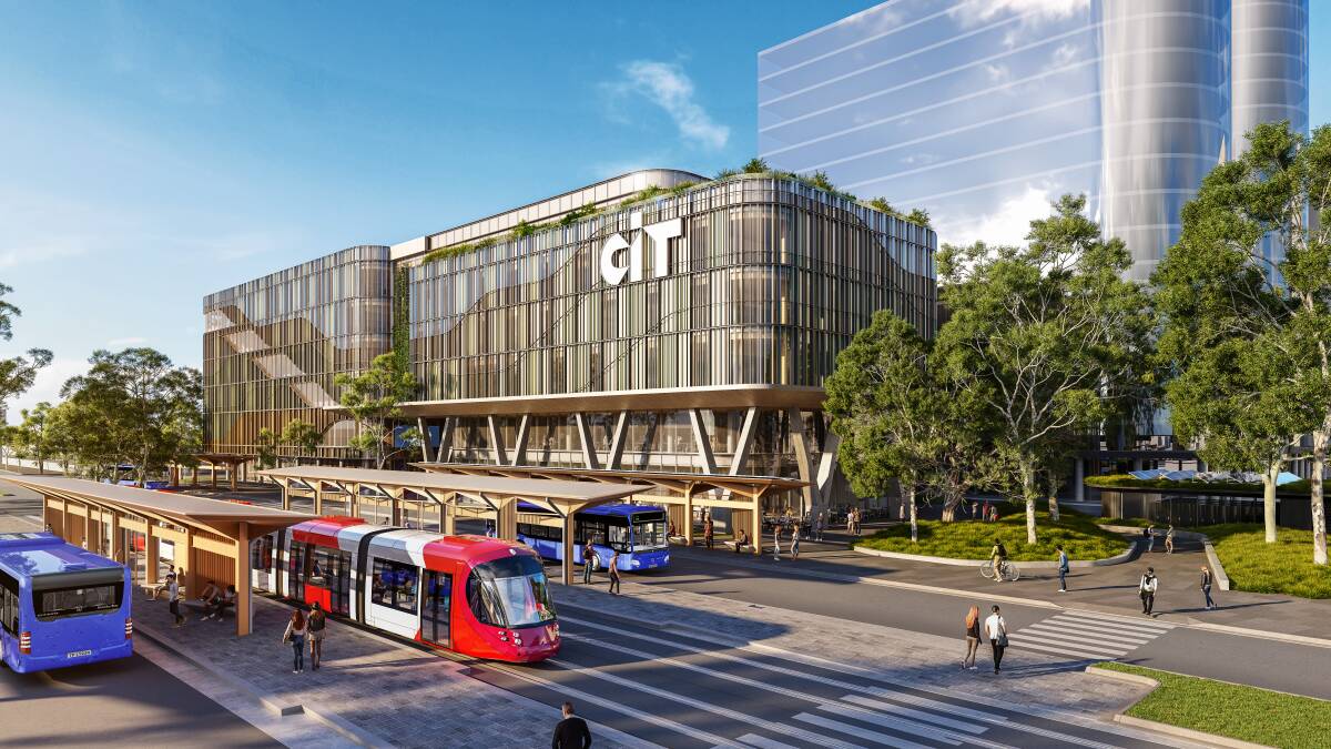 An artist's impression of the new CIT Woden campus and public transport interchange, including light rail. Picture: Supplied
