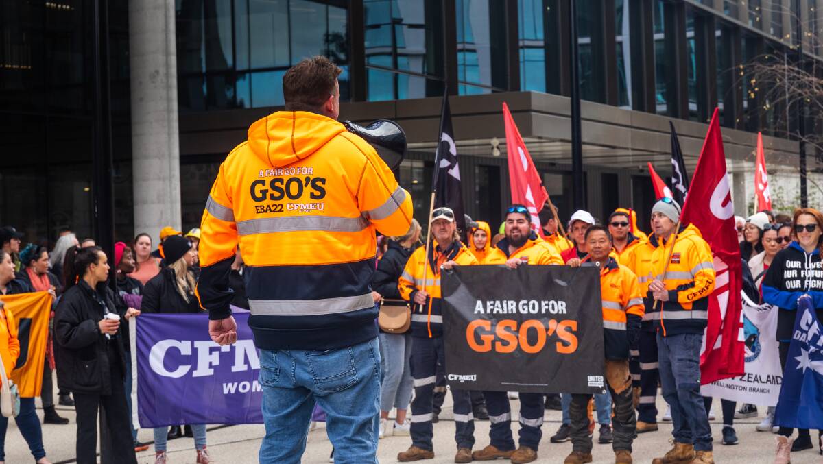 A rally on Wednesday morning called for increased wages for ACT government general service officers. Picture supplied