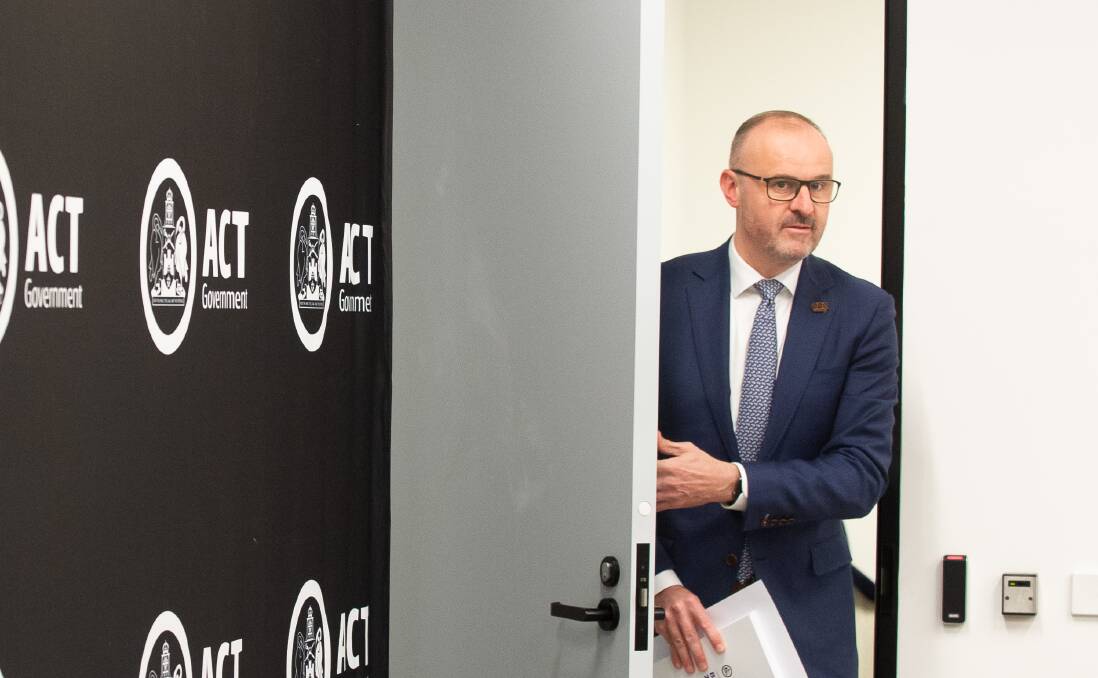Chief Minister and Treasurer Andrew Barr comes in to speak to journalists about the ACT budget in June. Picture by Sitthixay Ditthavong