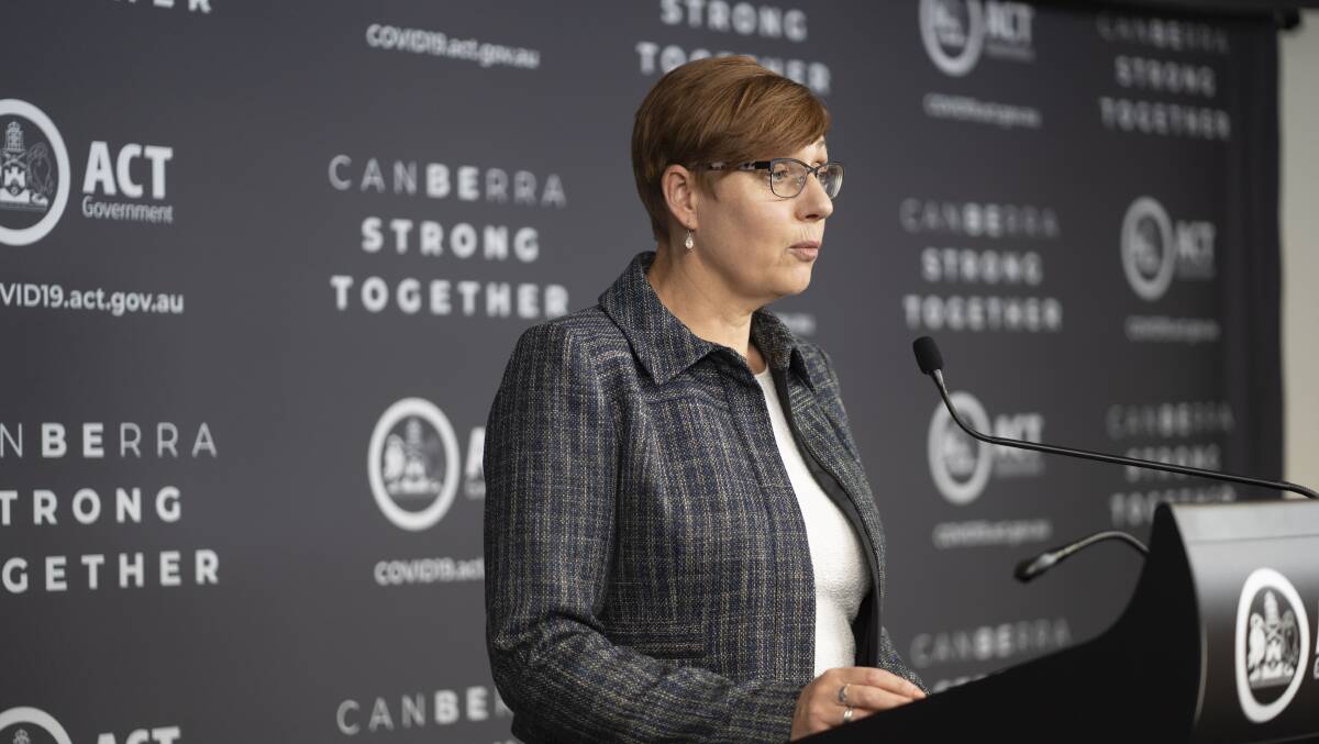 Health Minister Rachel Stephen-Smith addresses the media on Saturday. Picture: Dion Georgopoulos