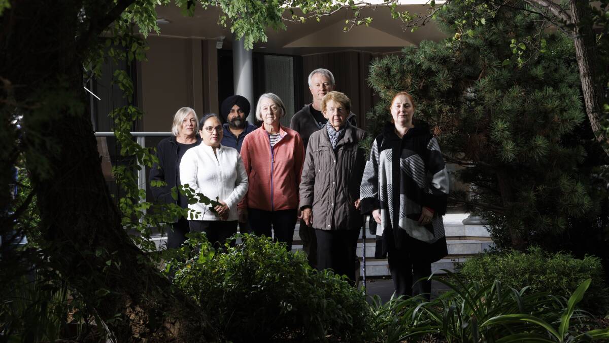Farrer residents who have been affected by the surge. Back row: Erin Flux, Manpreet Singh, Peter Sienkowski. Front row: Amandeep Kaur, Lyn Turner, Beth O'Shea and Catherine Looram. Picture by Keegan Carroll