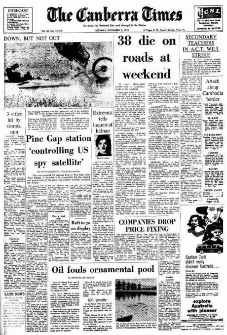 The front page of The Canberra Times on November 9, 1970.