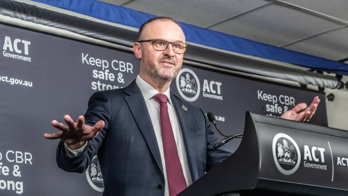 Chief Minister Andrew Barr, pictured on Tuesday, said Australia must consider whether vaccines passports are used long term. Picture: Karleen Minney