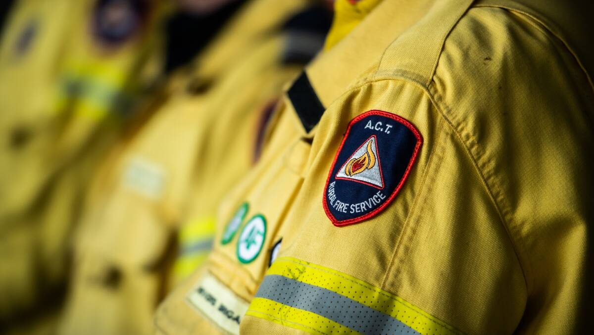 The ACT Rural Fire Service were among the agencies that responded to the fire at Curtin on Sunday afternoon. Picture by Karleen Minney