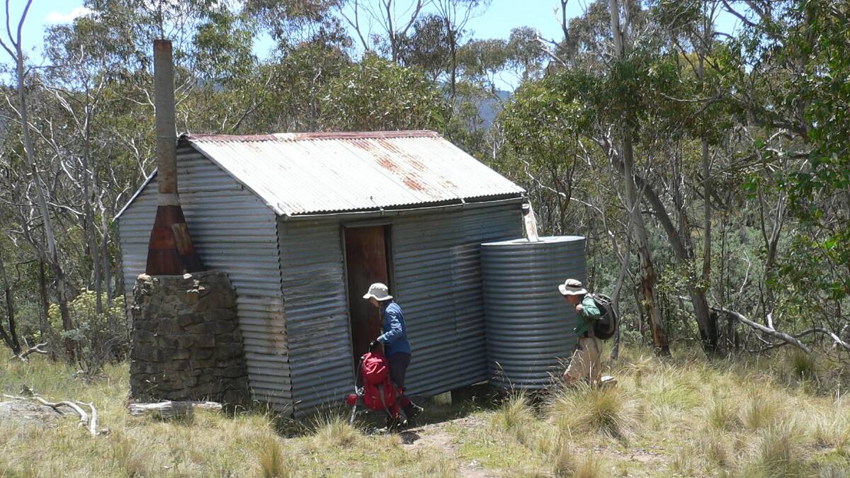 The Demandering Hut visited by bushwalkers in February 2013. Picture by Matthew Higgins