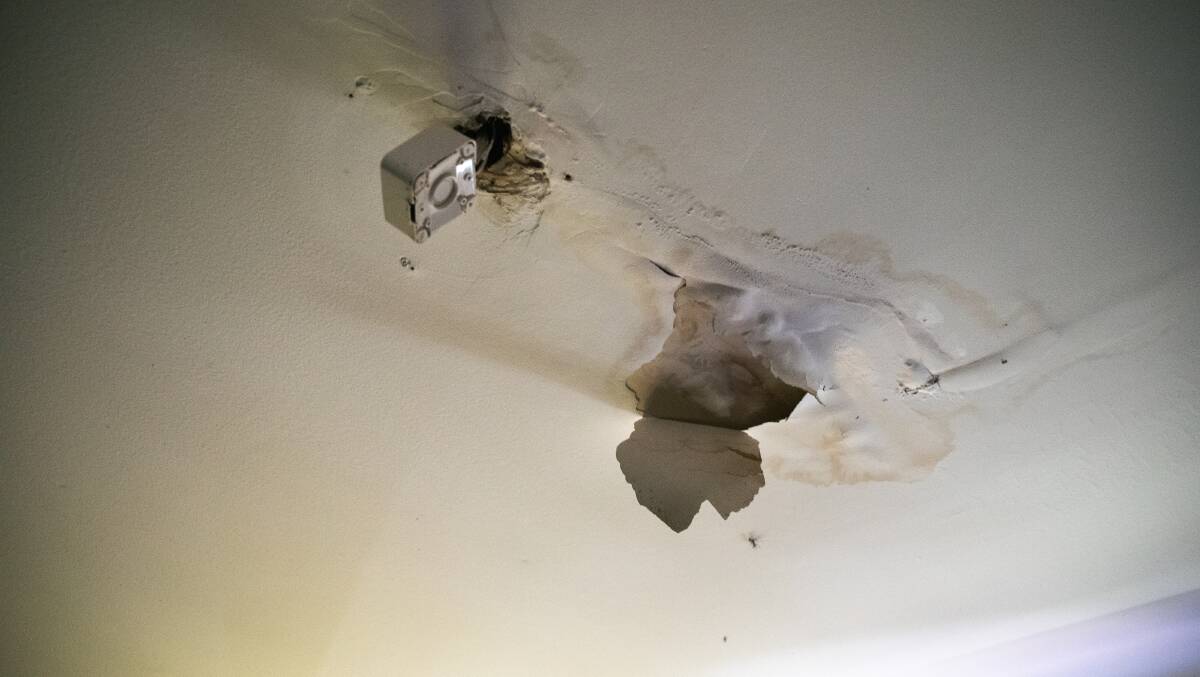 Unrepaired damage in an ACT Housing property seen by the CFMEU. Picture supplied