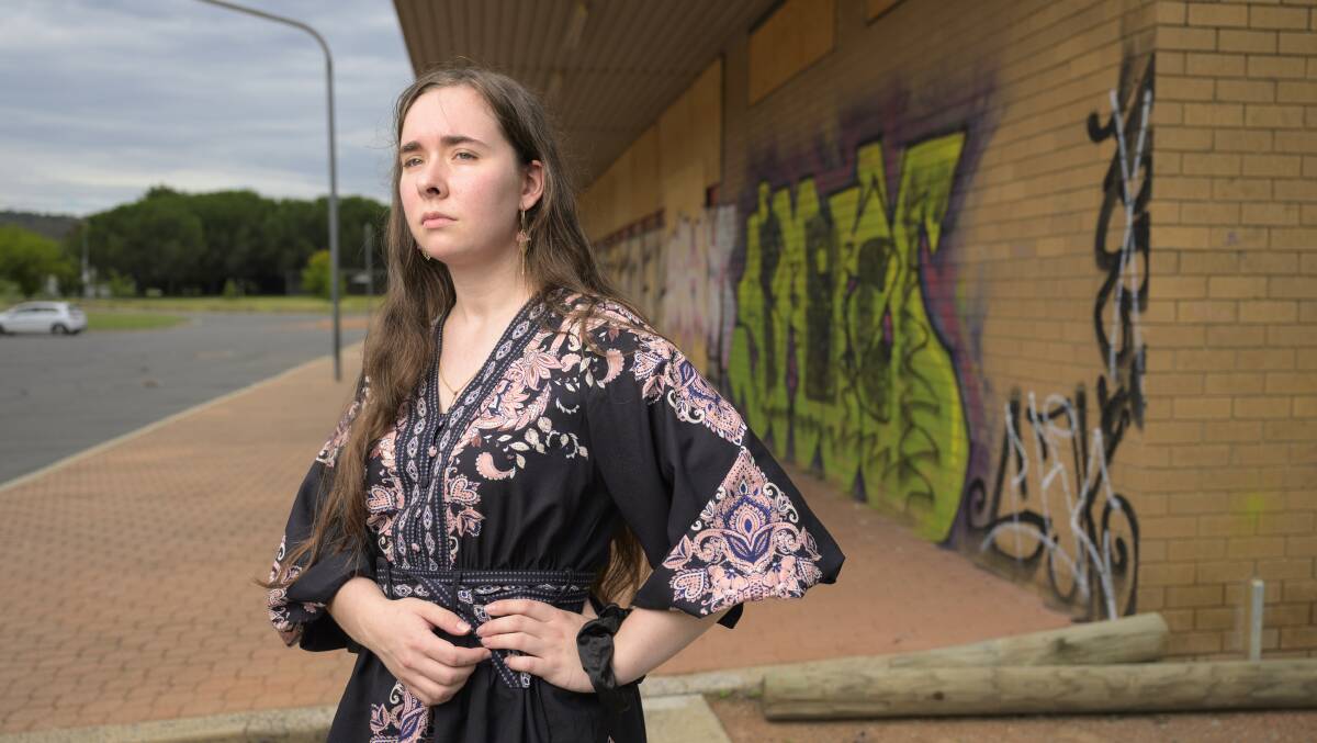 Nuttall at the vacant Richardson shops, which she jokingly described as her 'villain origin story'. Picture by Keegan Carroll