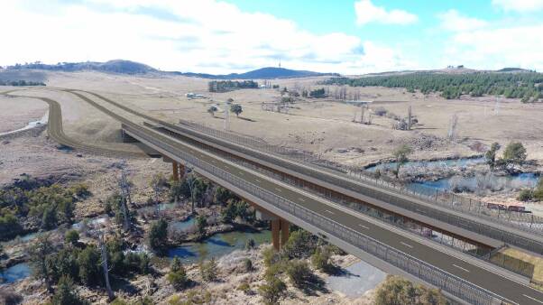 An earlier artist's impression of a bridge over the Molonglo River in Canberra's west. Picture supplied