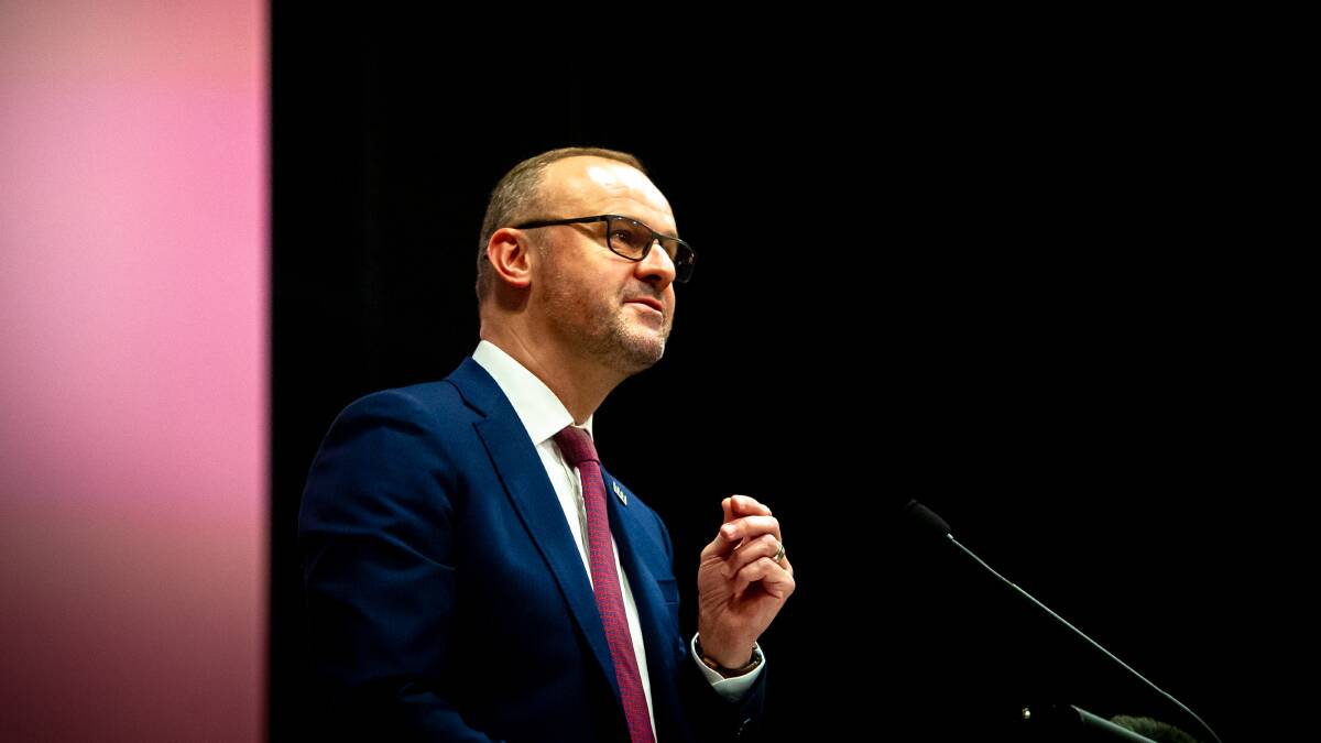 Chief Minister Andrew Barr addresses the ACT Labor conference in 2021; the annual conference will be held on Saturday. Picture: Elesa Kurtz