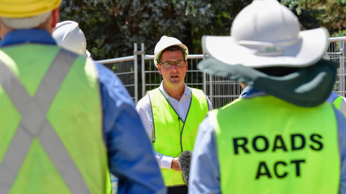 Senator Zed Seselja, pictured making an infrastructure funding announcement in February, has taken a swipe at Chief Minister Andrew Barr. Picture: Elesa Kurtz