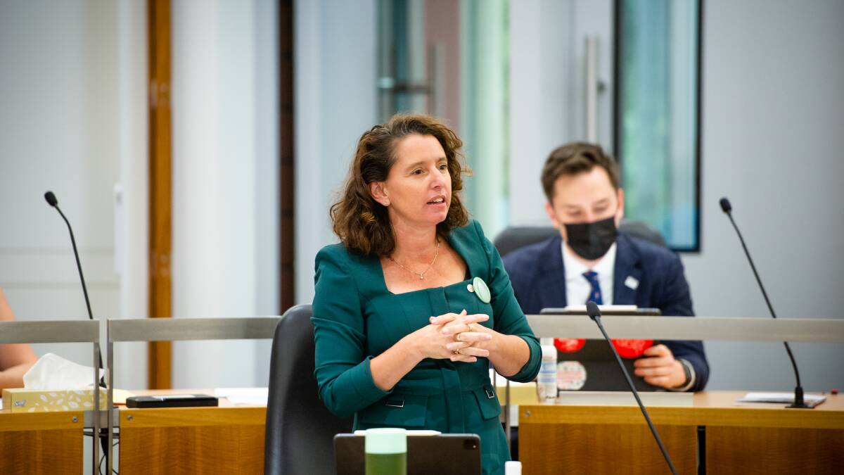 Homelessness and Housing Services Minister Rebecca Vassarotti in the Legislative Assembly in 2022. Picture by Elesa Kurtz