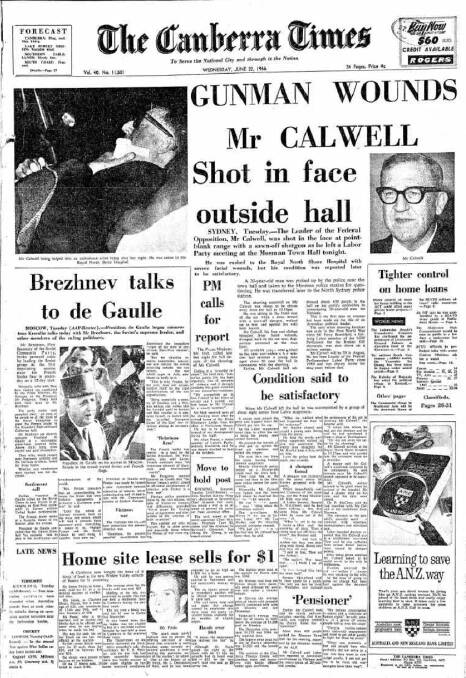 The Canberra Times front page for June 22, 1966.