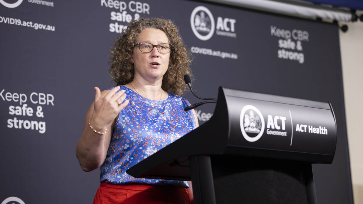 ACT chief health officer Dr Kerryn Coleman addresses the media on Wednesday. Picture: Keegan Carroll