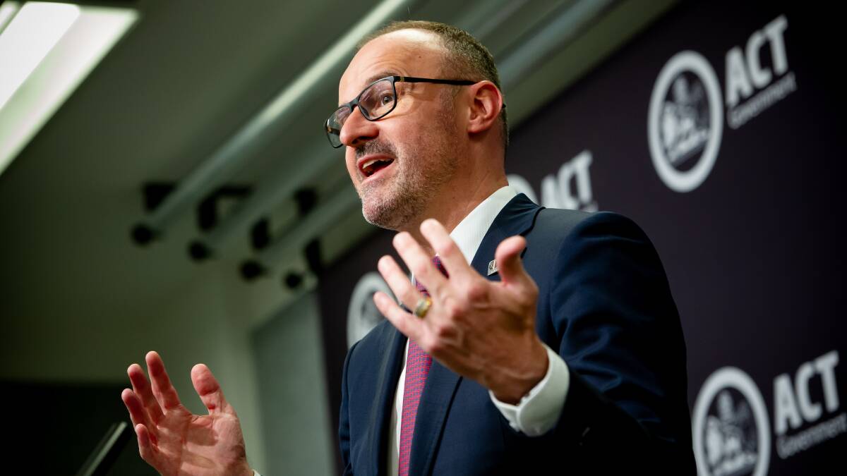 Chief Minister Andrew Barr, who says a union claim for higher wage growth is not "fiscally responsible". Picture by Elesa Kurtz