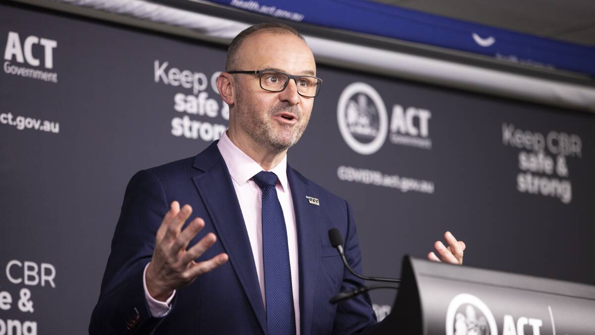 Chief Minister Andrew Barr addresses the media earlier this month. Picture: Keegan Carroll