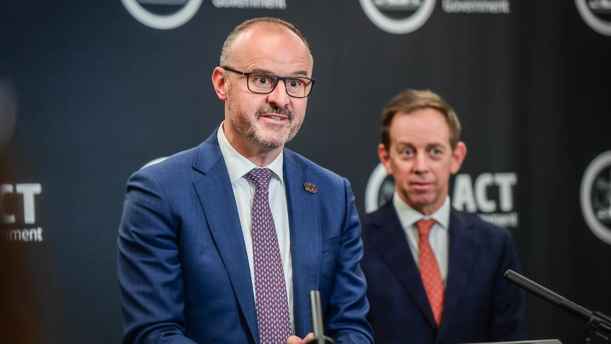 Chief Minister Andrew Barr, left, and Energy Minister Shane Rattenbury. Picture by Karleen Minney