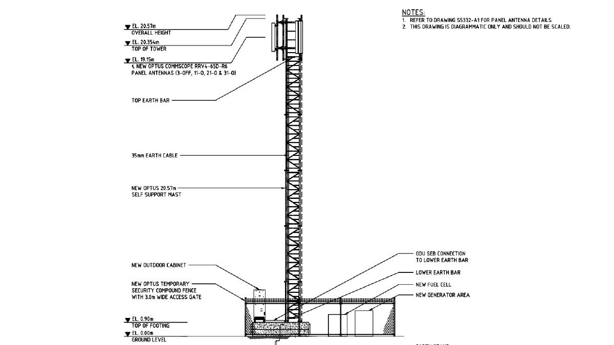 A diagram of the proposed telecommunications tower submitted as part of a development application process. Picture supplied