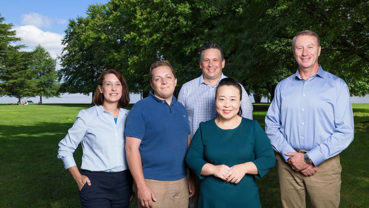Liberal candidates for Kurrajong, from left, Sarah Luscombe, Ramon Bouckaert, Patrick Pentony, Elizabeth Lee and Jerry Nockles. Picture by Sitthixay Ditthavong