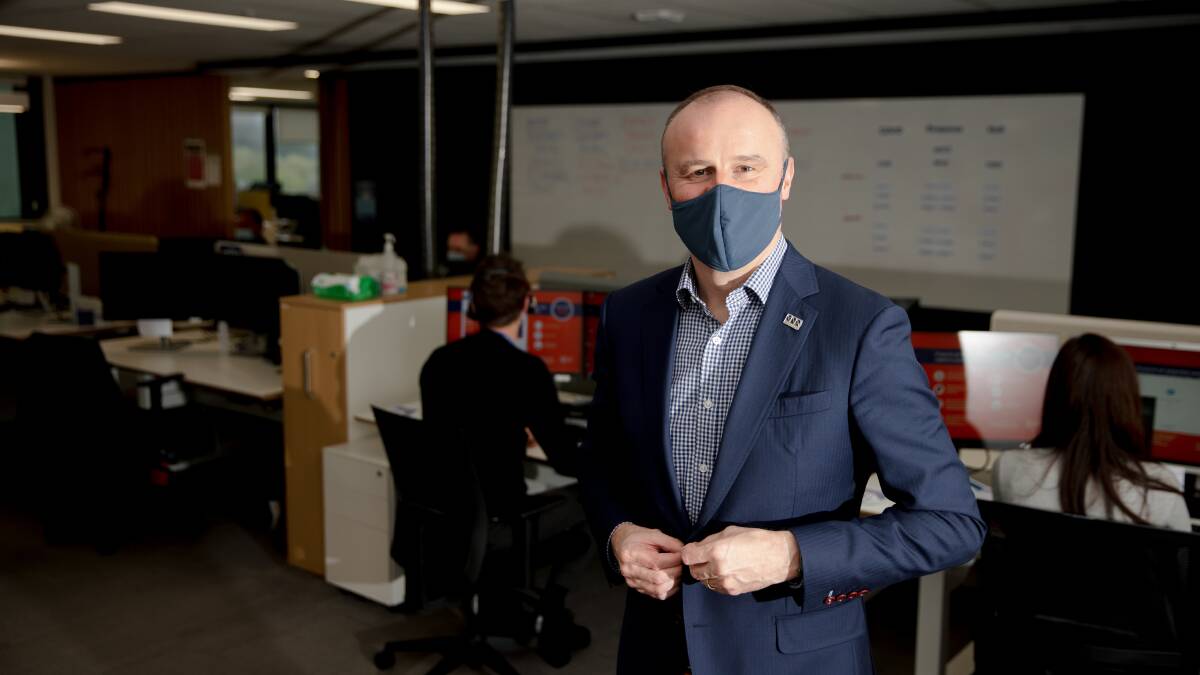 Chief Minister Andrew Barr, pictured inside ACT Health's COVID response operation centre, who will deliver his 10th ACT budget on Wednesday. Picture: Sitthixay Ditthavong