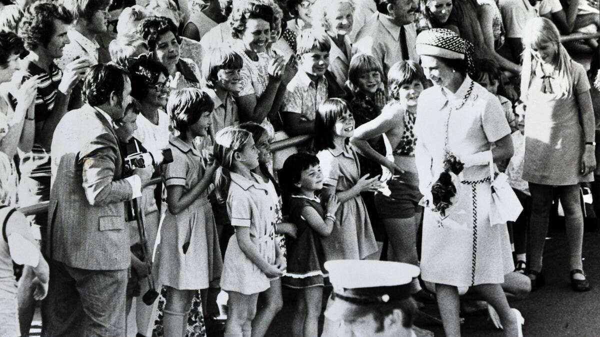 Queen Elizabeth II talks to crowds in Canberra on February 27, 1974. File picture