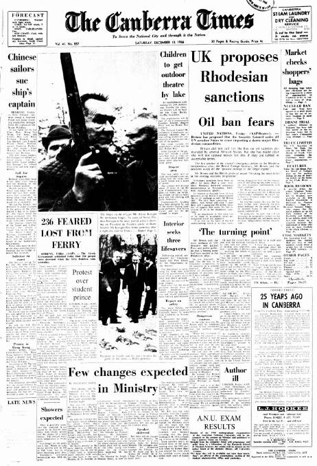 The Canberra Times front page for December 10, 1966.
