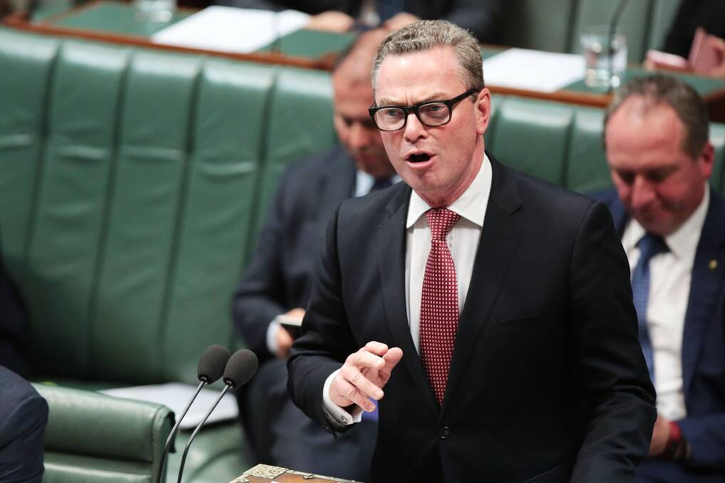 Christopher Pyne, pictured at the despatch box in the House of Representatives, says he was like a fish to water when he went into politics. Picture: Getty Images