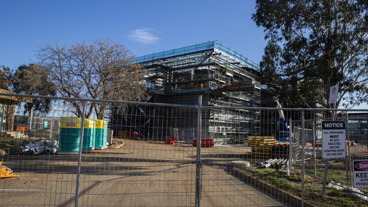 The construction site at Fairbairn, where ACT health authorities have been invited by the construction company to see the Covid safety plans in action. Picture: Dion Georgopoulos
