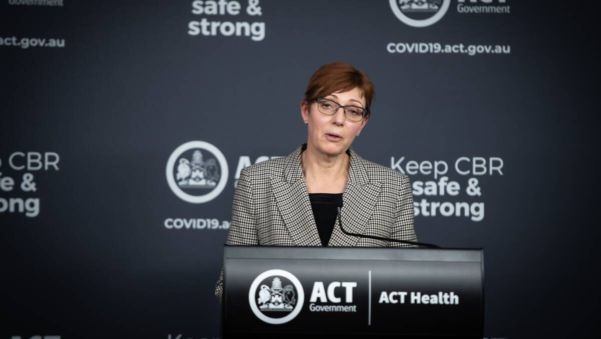 ACT Health Minister Rachel Stephen-Smith, who has again urged Canberrans to come forward for COVID-19 tests when they experience any symptoms. Picture: Karleen Minney