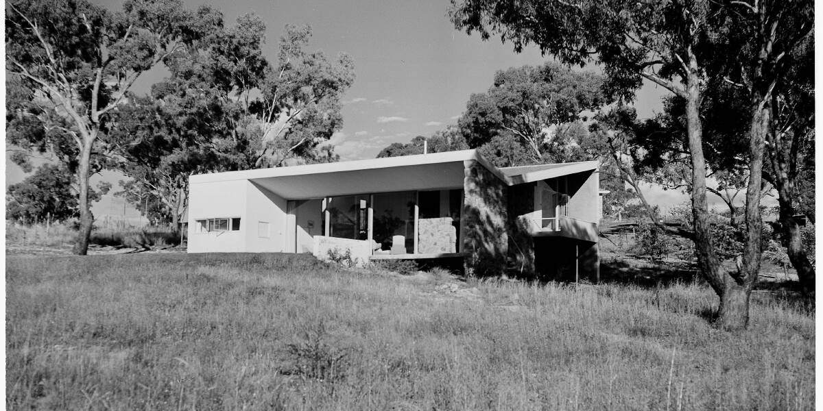A Harry Seidler-designed mid-century home in Deakin, pictured in 1954. Picture: ACT Heritage