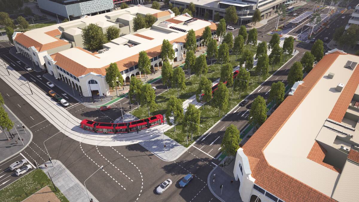 An artist's impression of stage 2A of light rail, which is planned to connect the city centre with Commonwealth Park. Picture: Supplied