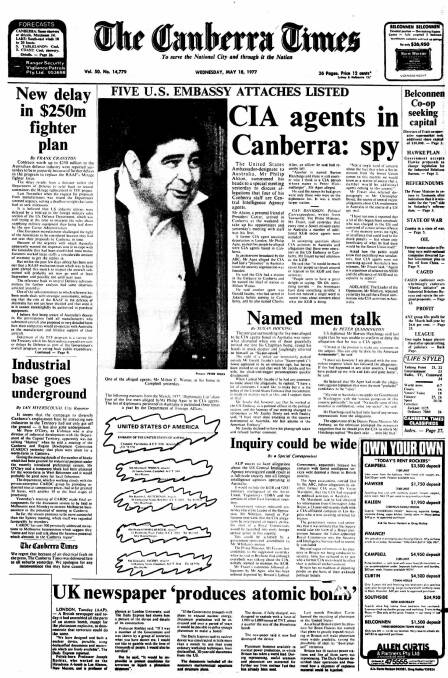 The Canberra Times' front page on May 18, 1977.