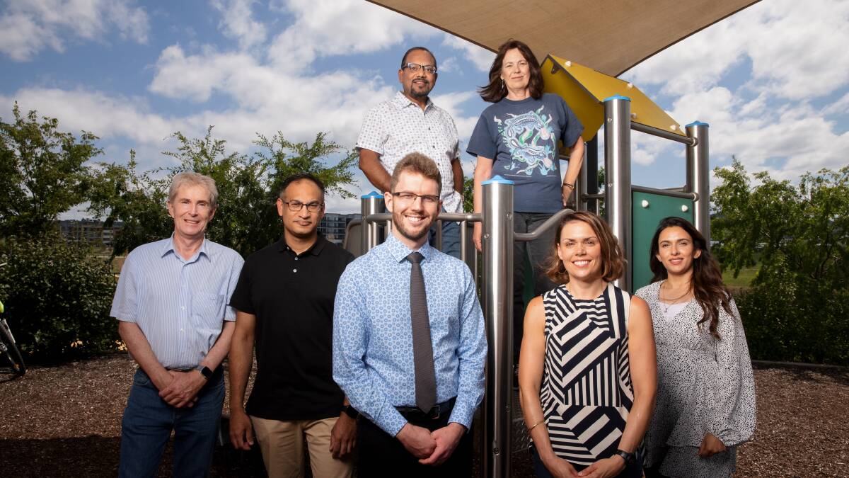 Residents of Molonglo Valley hope to develop a community council, pictured in February are Craig Collins, Shawon Khan, Ryan Hemsley, Manish Raj, Karen Collins, Monique Brouwer, and Sarah Tahir. Picture: Sitthixay Ditthavong