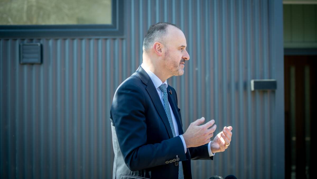 Chief Minister Andrew Barr, pictured announcing dual occupancy rule changes in September. Picture by Karleen Minney