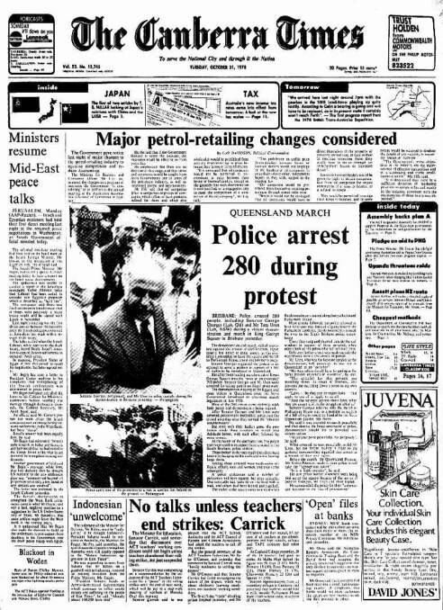 The front page of The Canberra Times on October 31, 1978.