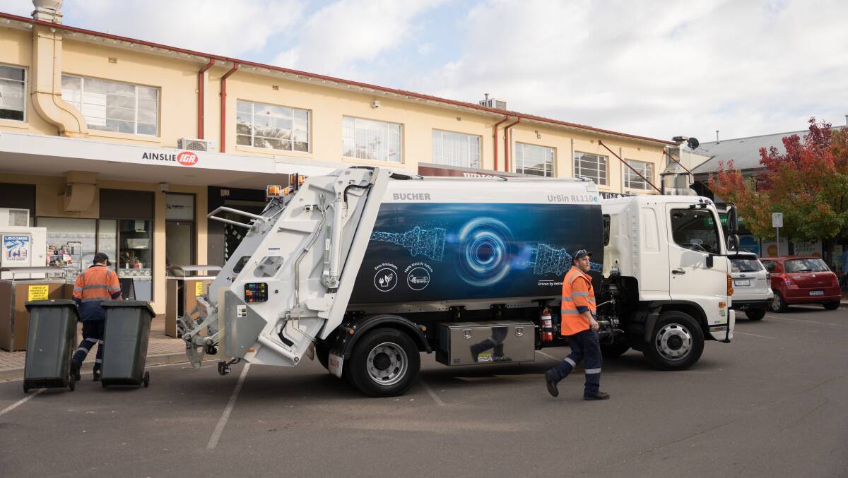 An electric garbage truck is being trialled on the streets of Canberra. Picture: Supplied