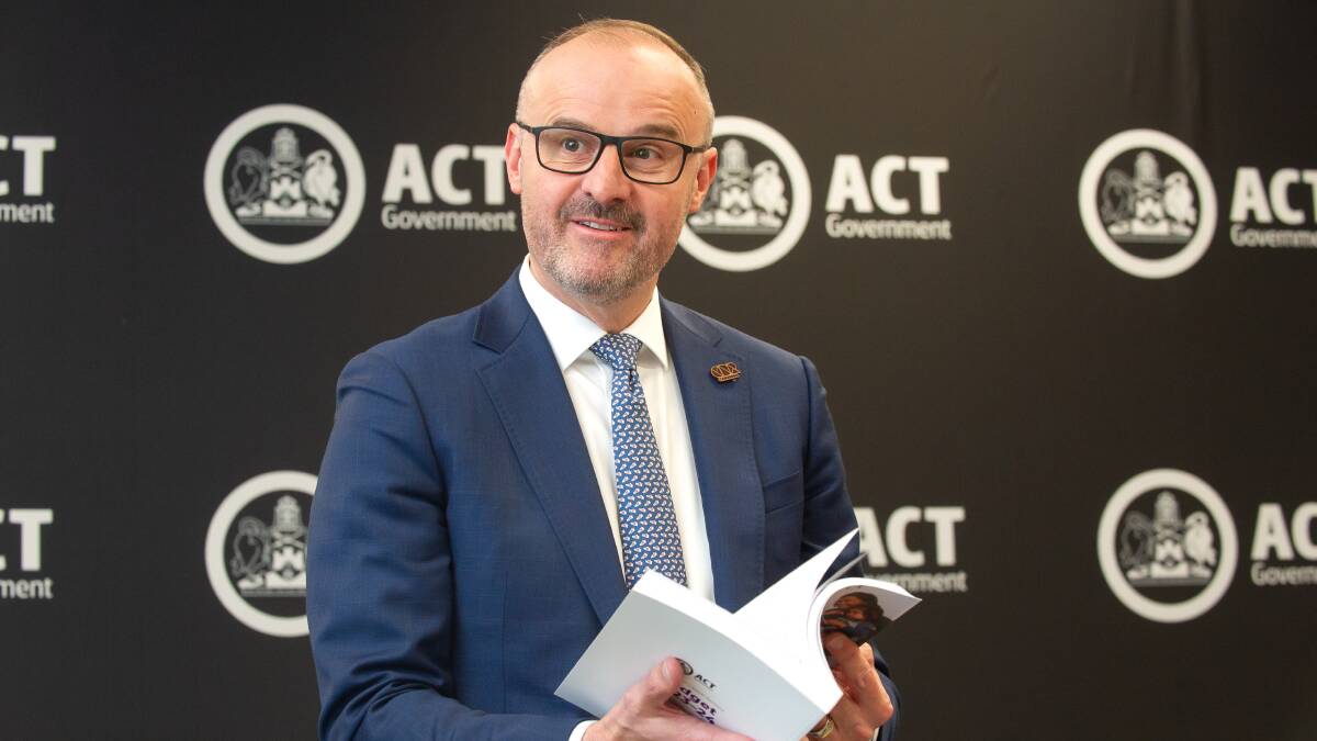 Chief Minister and Treasurer Andrew Barr, with the budget papers he handed down in June. Picture by Sitthixay Ditthavong 