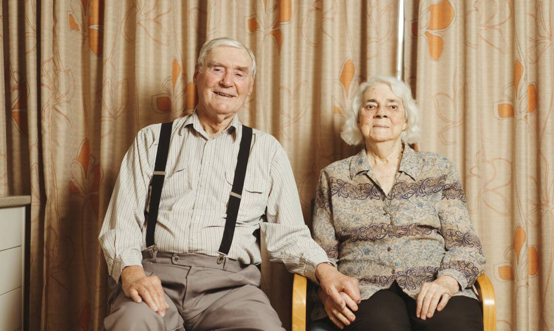 Barrie Virtue and his wife, Claire, both 88. Picture: Dion Georgopoulos