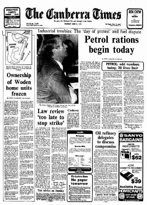 The front page of The Canberra Times on June 21, 1979.