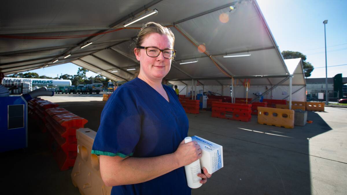 Clinical nurse consultant Kimberley Phelan at the Mitchell testing site which will open on Saturday. Picture: Elesa Kurtz