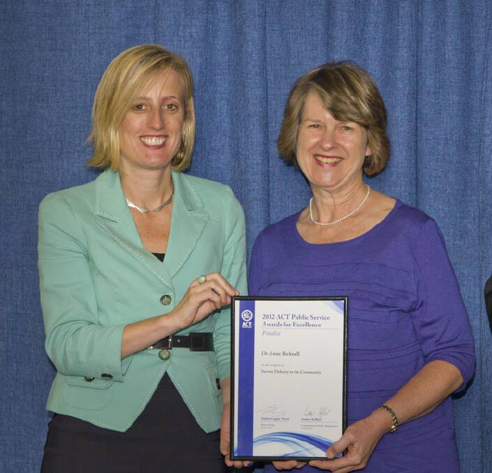 Anne receiving a Public Service Award in 2012. Picture: supplied.