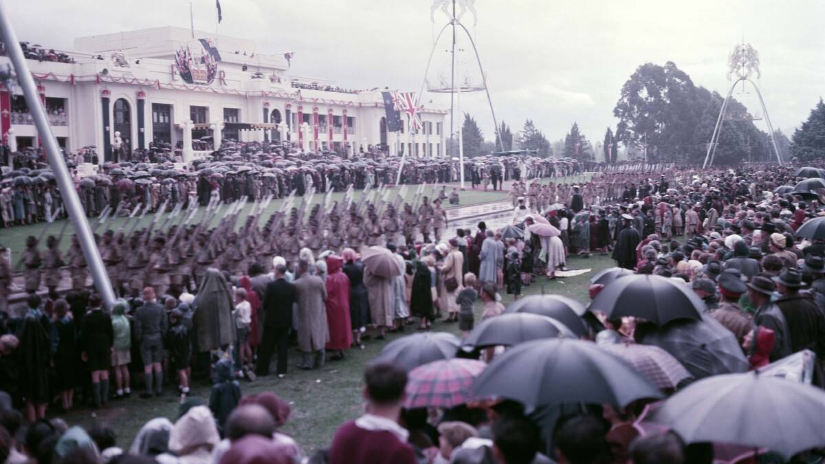 A parade for the Queen at Parliament House in 1954. Picture supplied