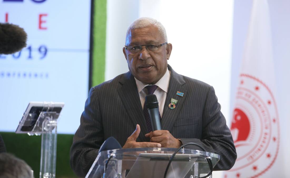 Fijian Prime Minister Frank Bainimarama speaks at the COP25 conference in Madrid. Picture: Getty Images