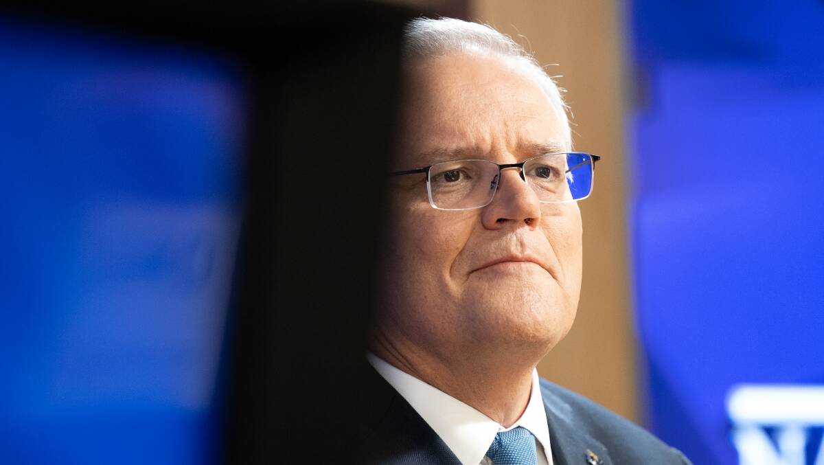 Prime Minister Scott Morrison at the National Press Club on Tuesday. Picture: Sitthixay Ditthavong