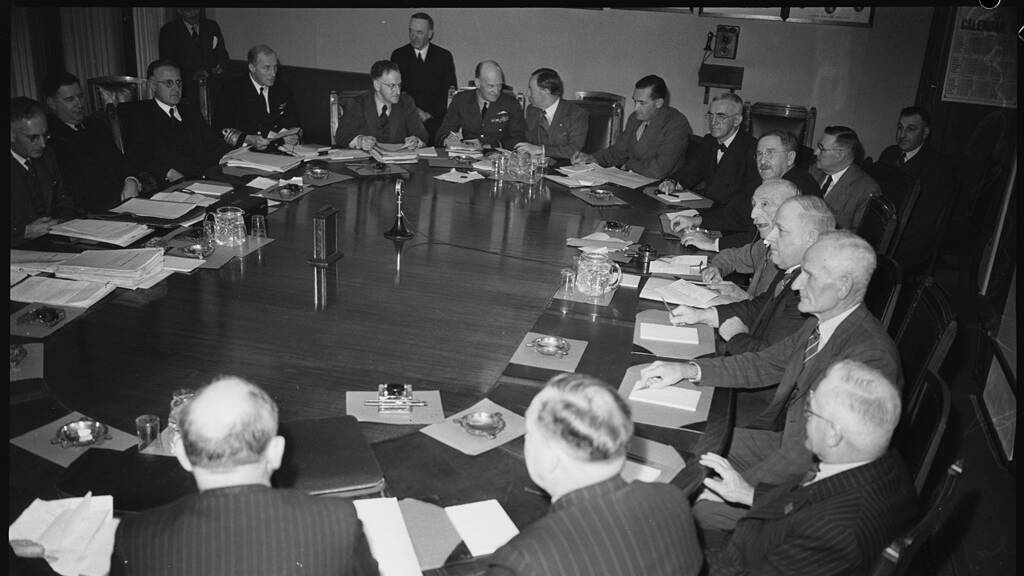 The war cabinet meets in Canberra, 1942. Picture: Mitchell Library, State Library of New South Wales and Courtesy ACP Magazines Ltd