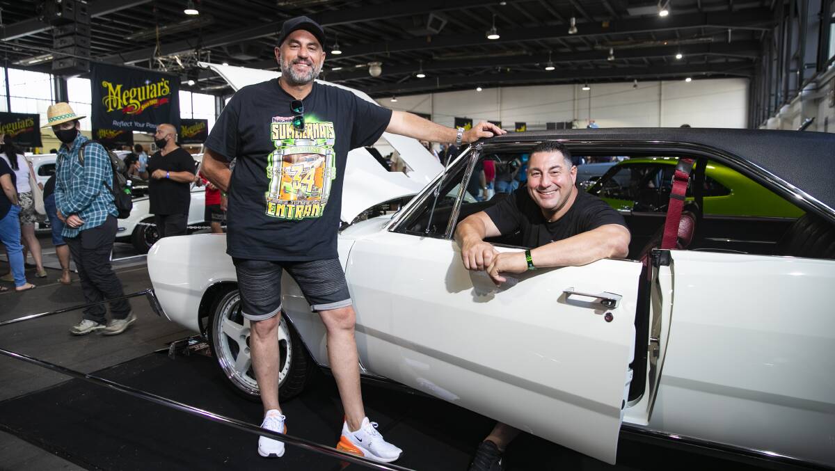 Arthur Mitsoulis with friend George Saad, who built the Valiant 770 Regal. Picture: Keegan Carroll