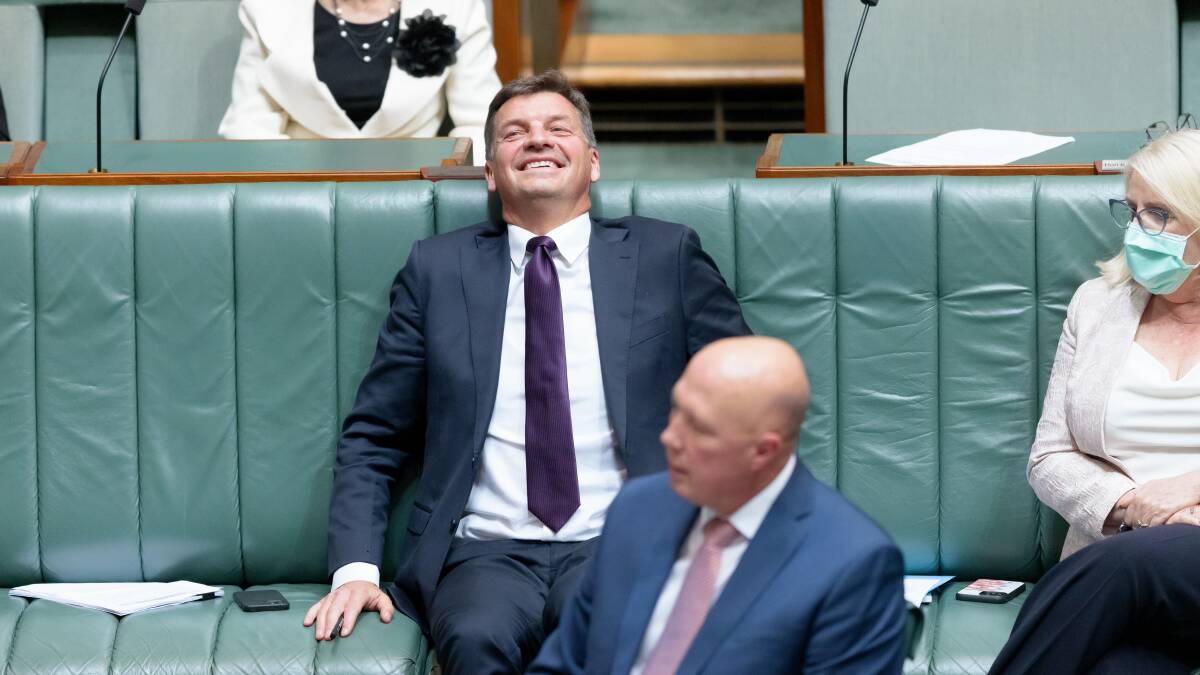 Coalition treasury spokesman Angus Taylor and Opposition Leader Peter Dutton. Picture by Sitthixay Ditthavong