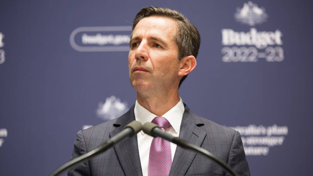 Finance Minister Simon Birmingham on Tuesday. Picture: Sitthixay Ditthavong
