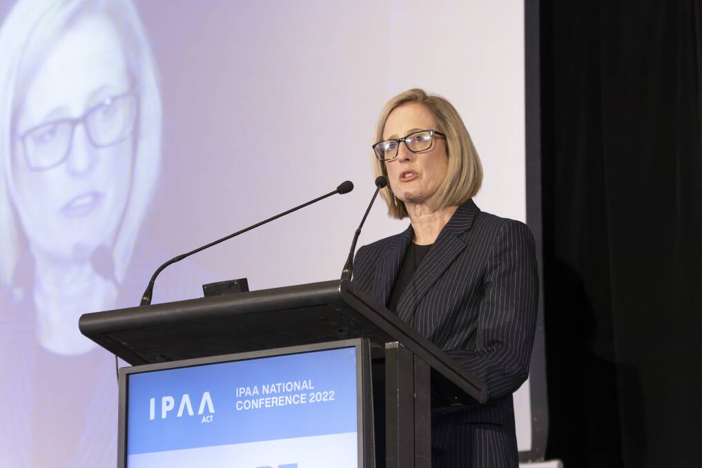 Public Service Minister Katy Gallagher speaks at the Institute of Public Administration Australia national conference in Canberra. Picture by Keegan Carroll